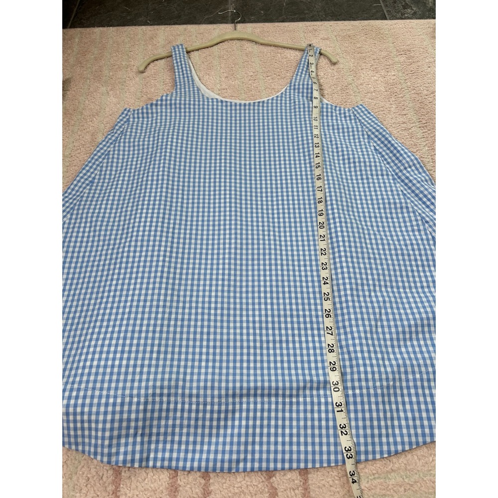 Olivaceous 100% Cotton Blue White Gingham Trapeze Swing Mini Dress Size Large - Picture 8 of 9